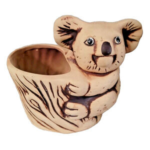 Ceramic Koala Bear Climbing Tree Planter Pot Vase Pottery Succulent Bowl Asian